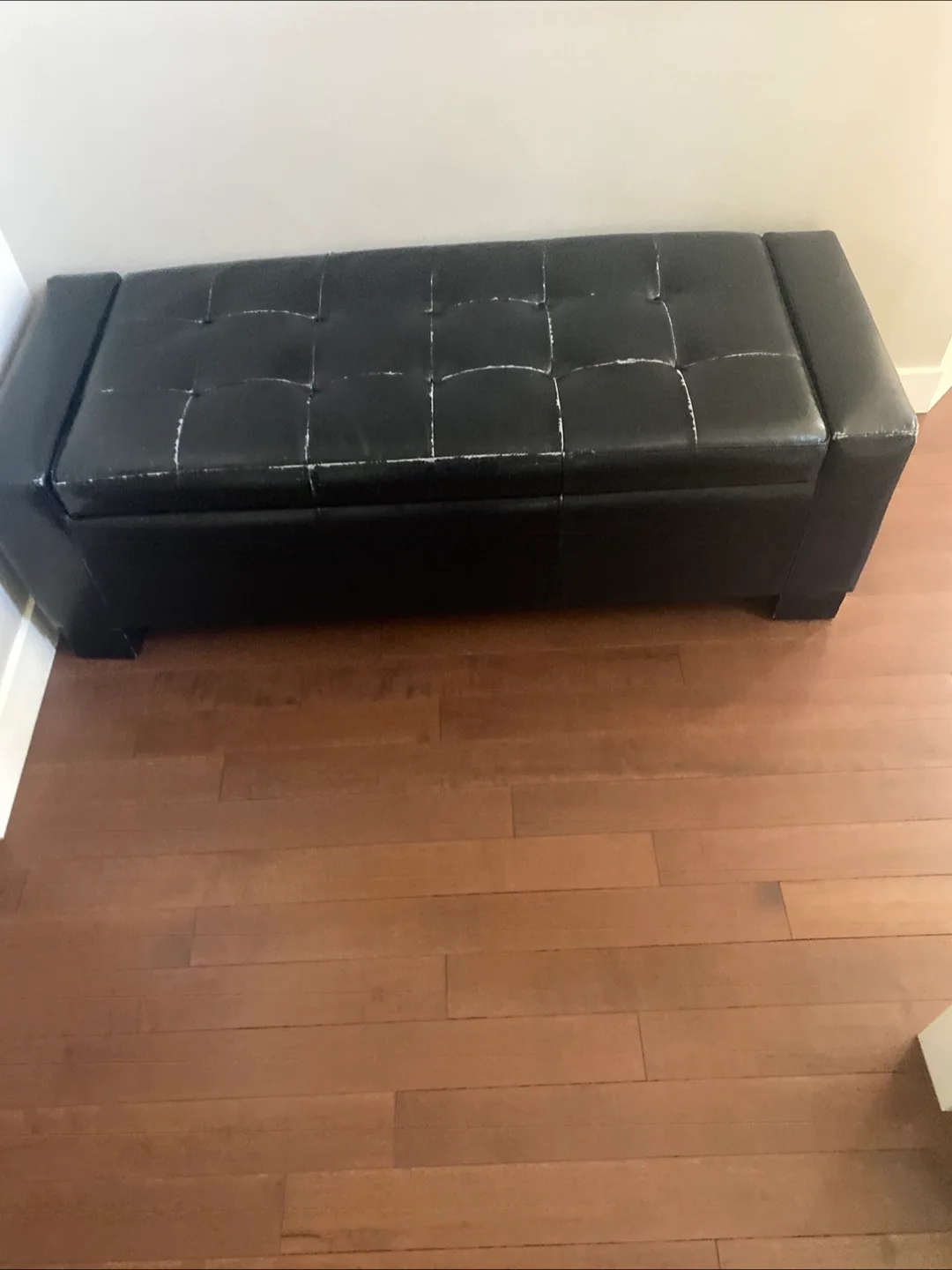 Black Faux Leather Storage Ottoman Bench thumbnail