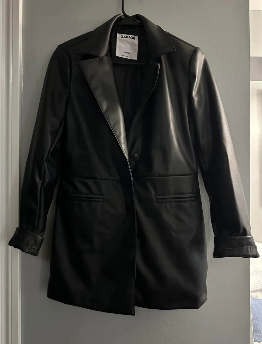 Garage Black Faux Leather Blazer - Size XXS/XS thumbnail