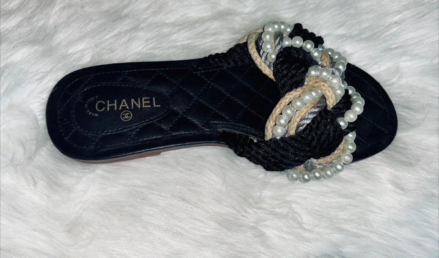 Chanel Pearl Leather Mules Size 38 image indicator(6)