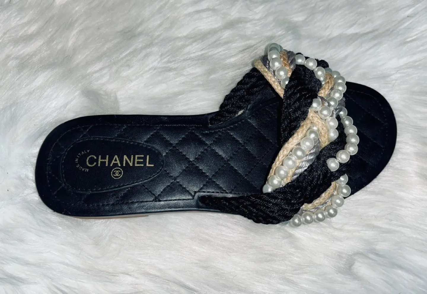 Chanel Pearl Leather Mules Size 38 image indicator(7)