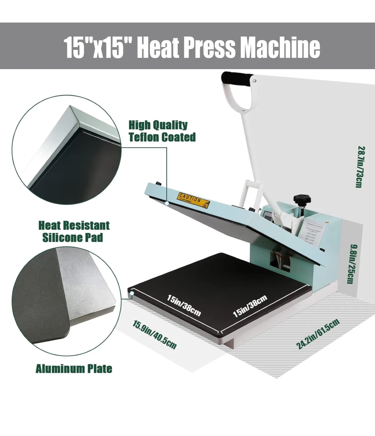BetterSub 15"x15" Heat Press Machine - Teal image indicator(4)