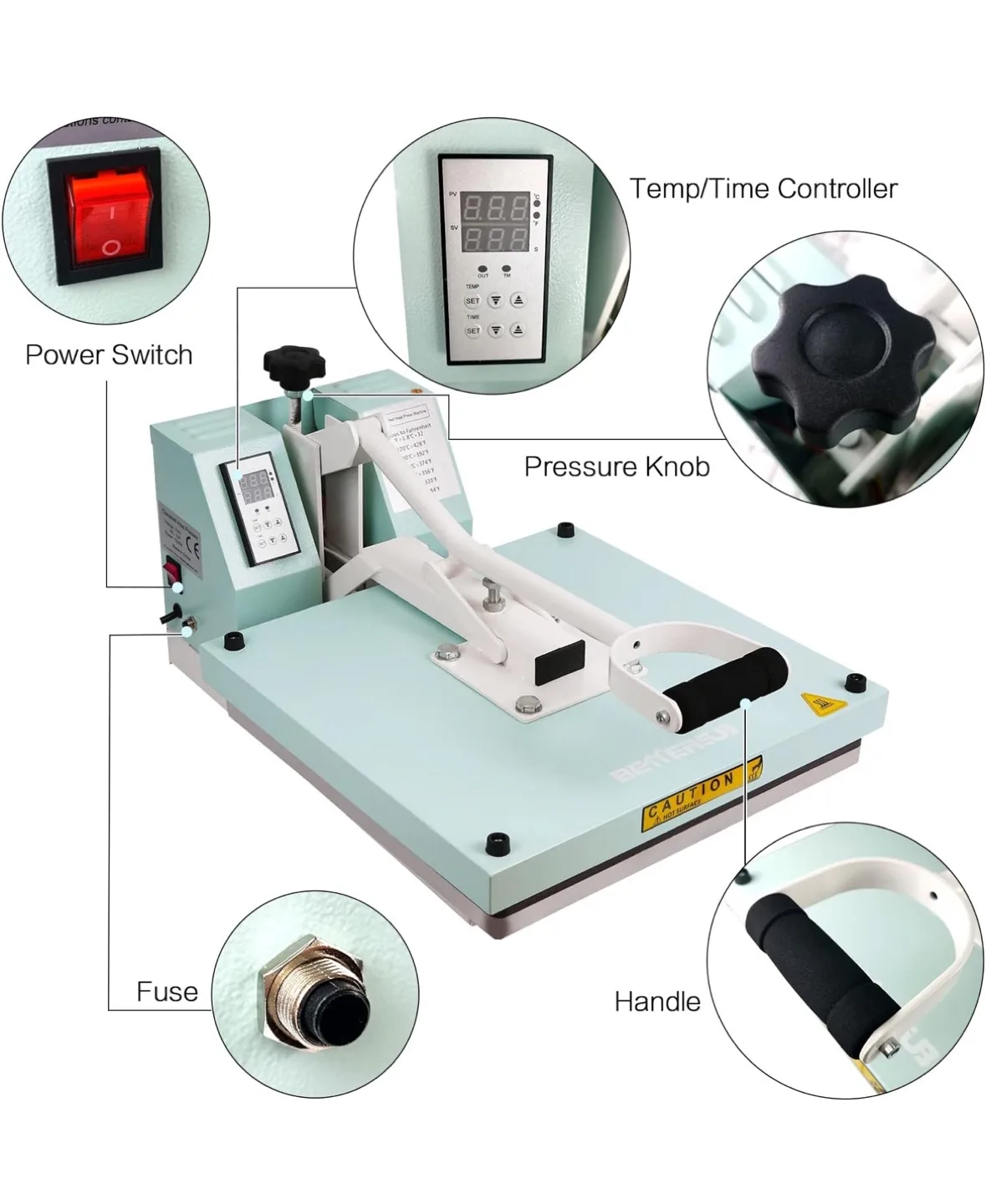 BetterSub 15"x15" Heat Press Machine - Teal image indicator(3)