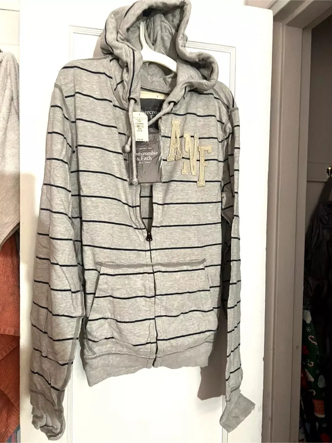 Rare Vintage Abercrombie Fitch AF Fleece Grey Jacket Gray Hoodie thumbnail