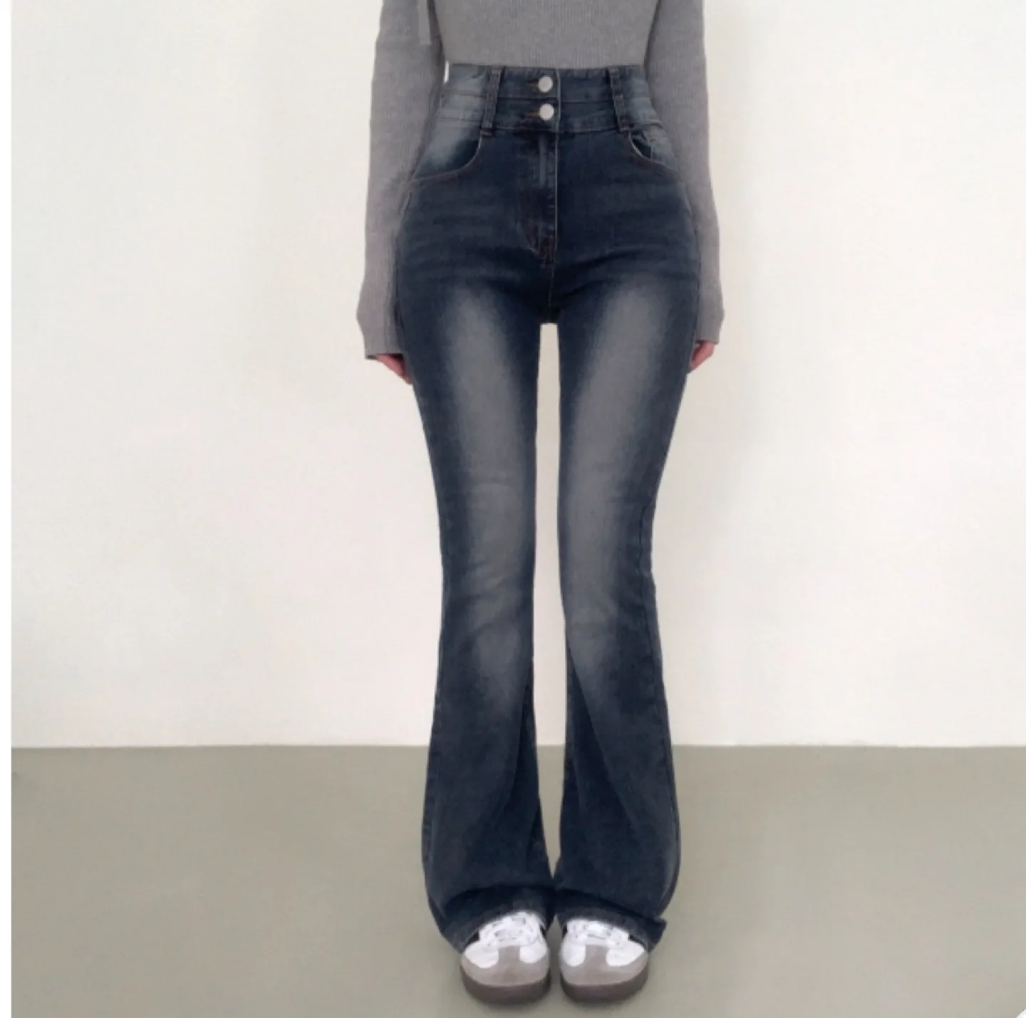 Two Button Denim boot cut jeans thumbnail