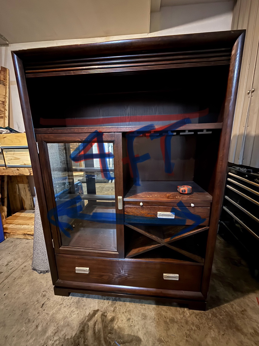 Brown Wooden Wine Cabinet - photo 2