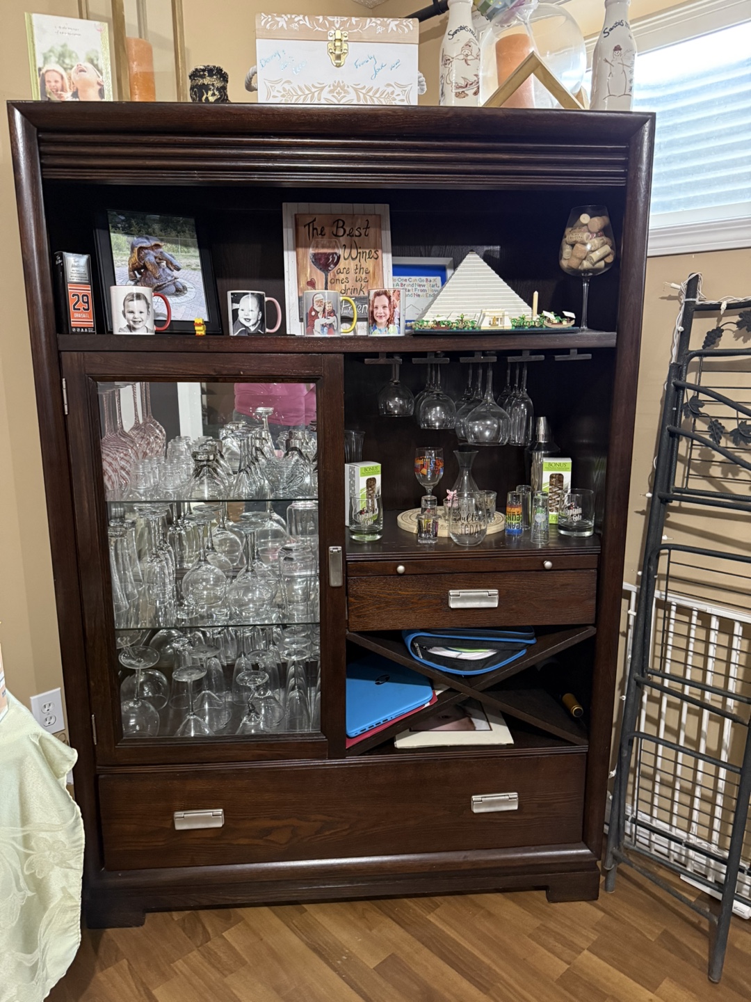 Brown Wooden Wine Cabinet