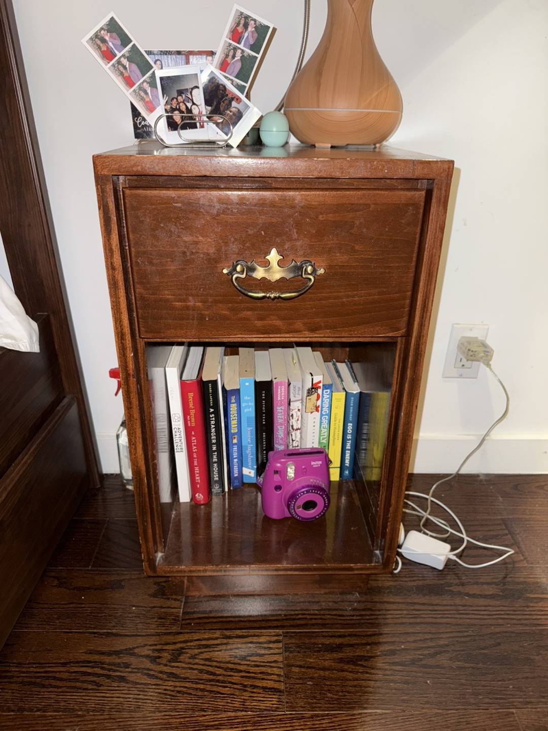 Wood Bedside Table with Drawer
