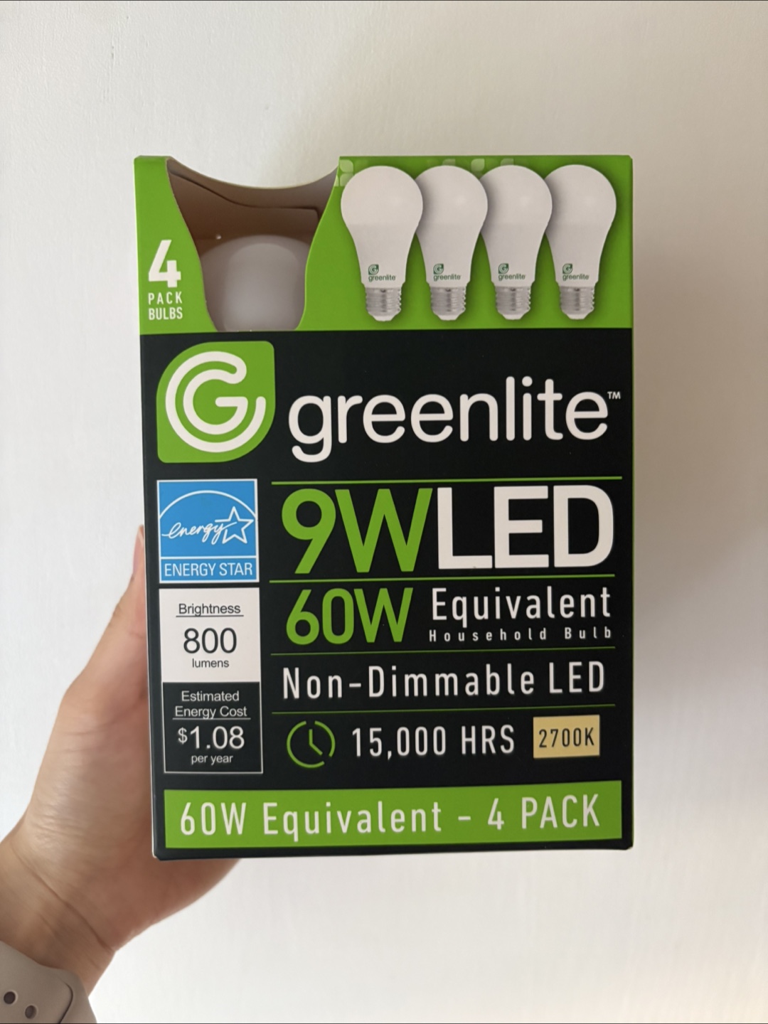 NEW Greenlite light bulb- 4 Pack