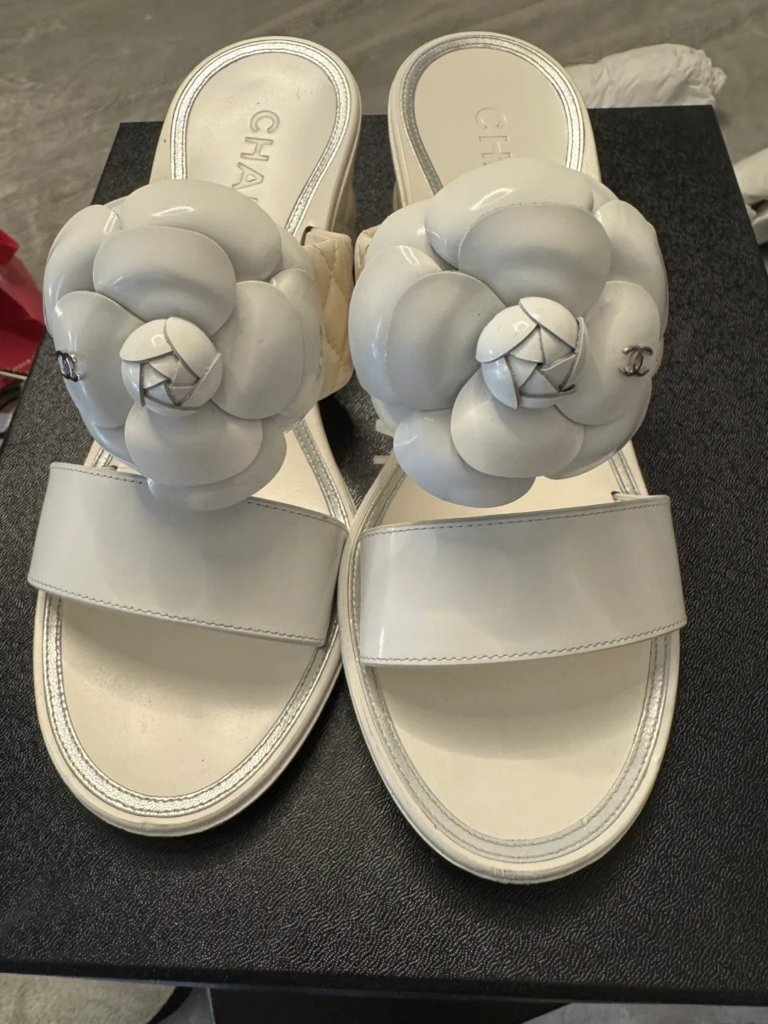 Authentic Chanel Camelia Sandals thumbnail