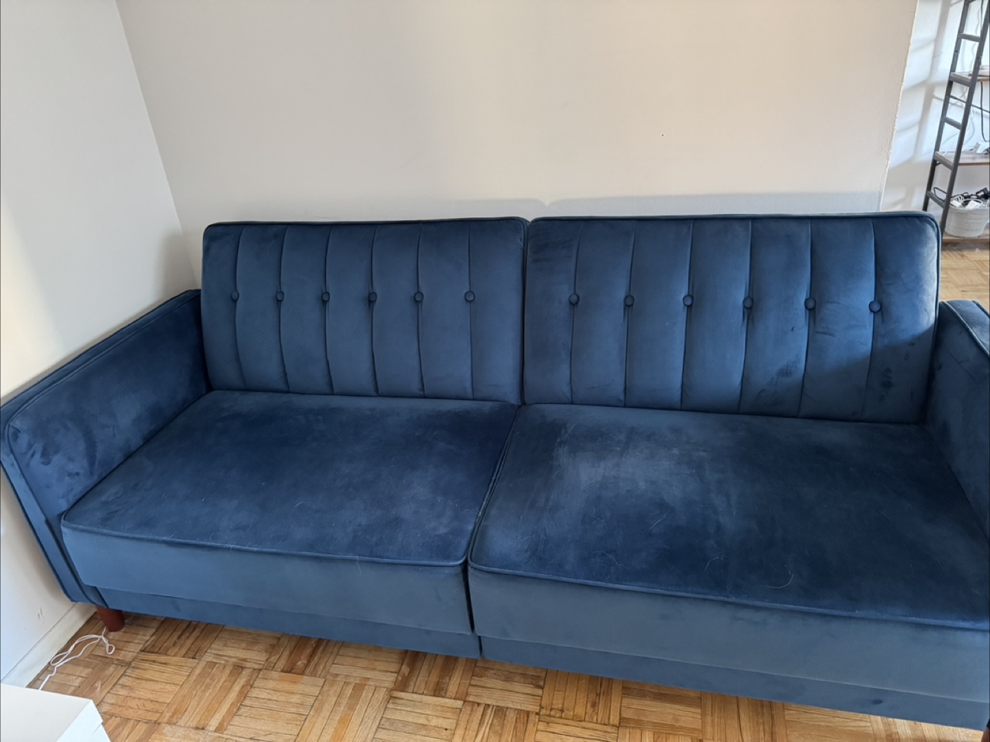 Blue Velvet Sofa bed. - photo 3