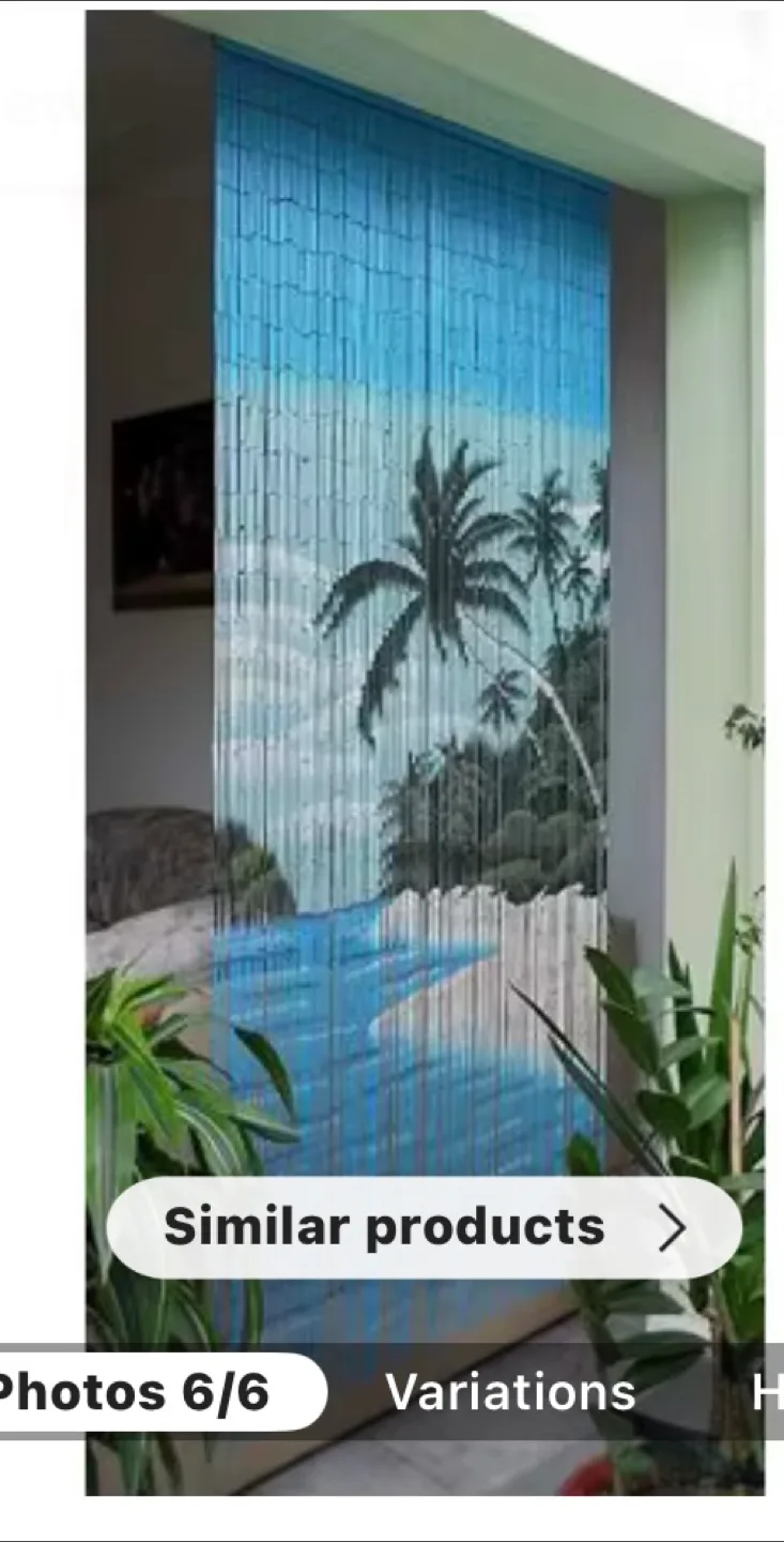 Beaded bamboo Curtain with Tropical Scene thumbnail