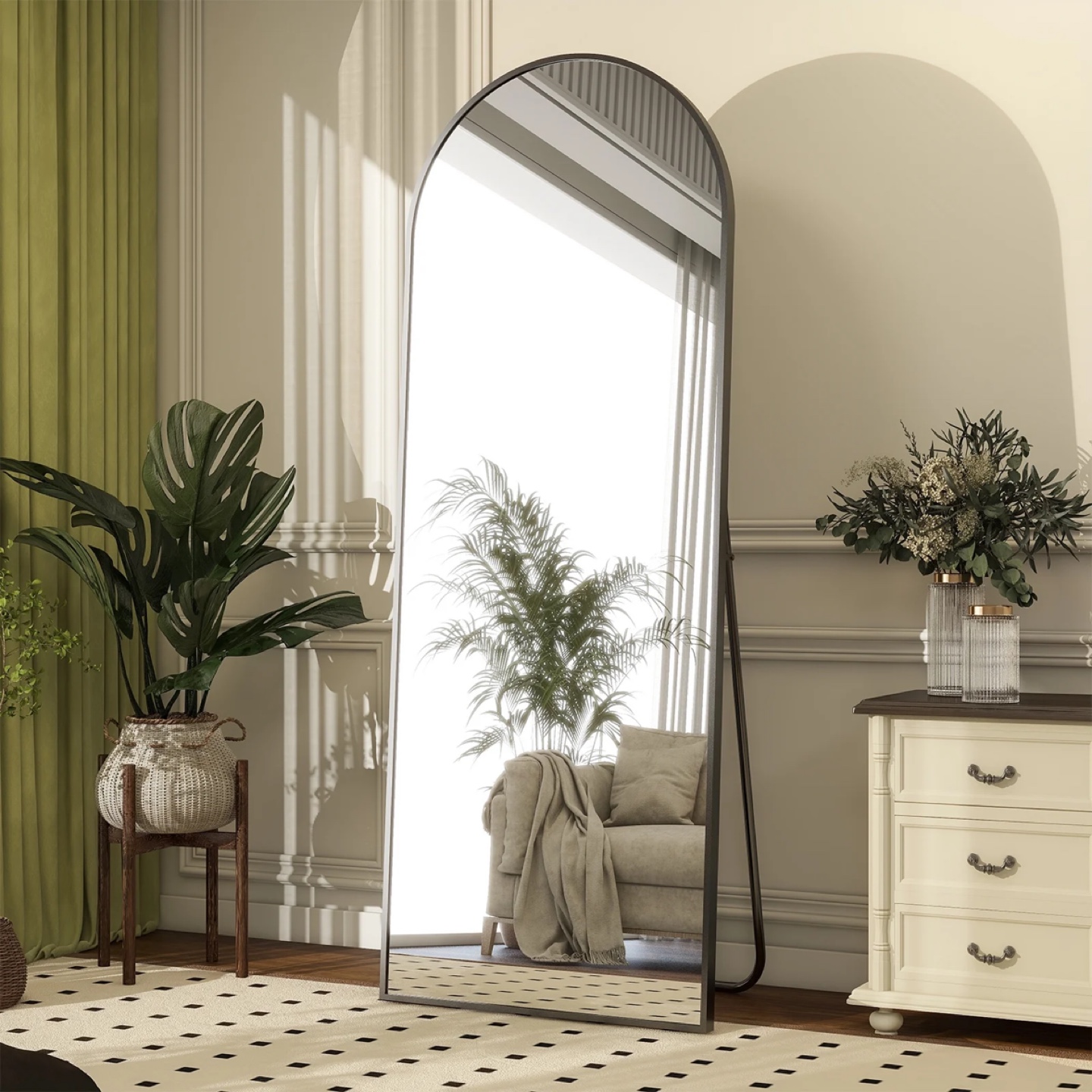 Black Arch Full Length Mirror.