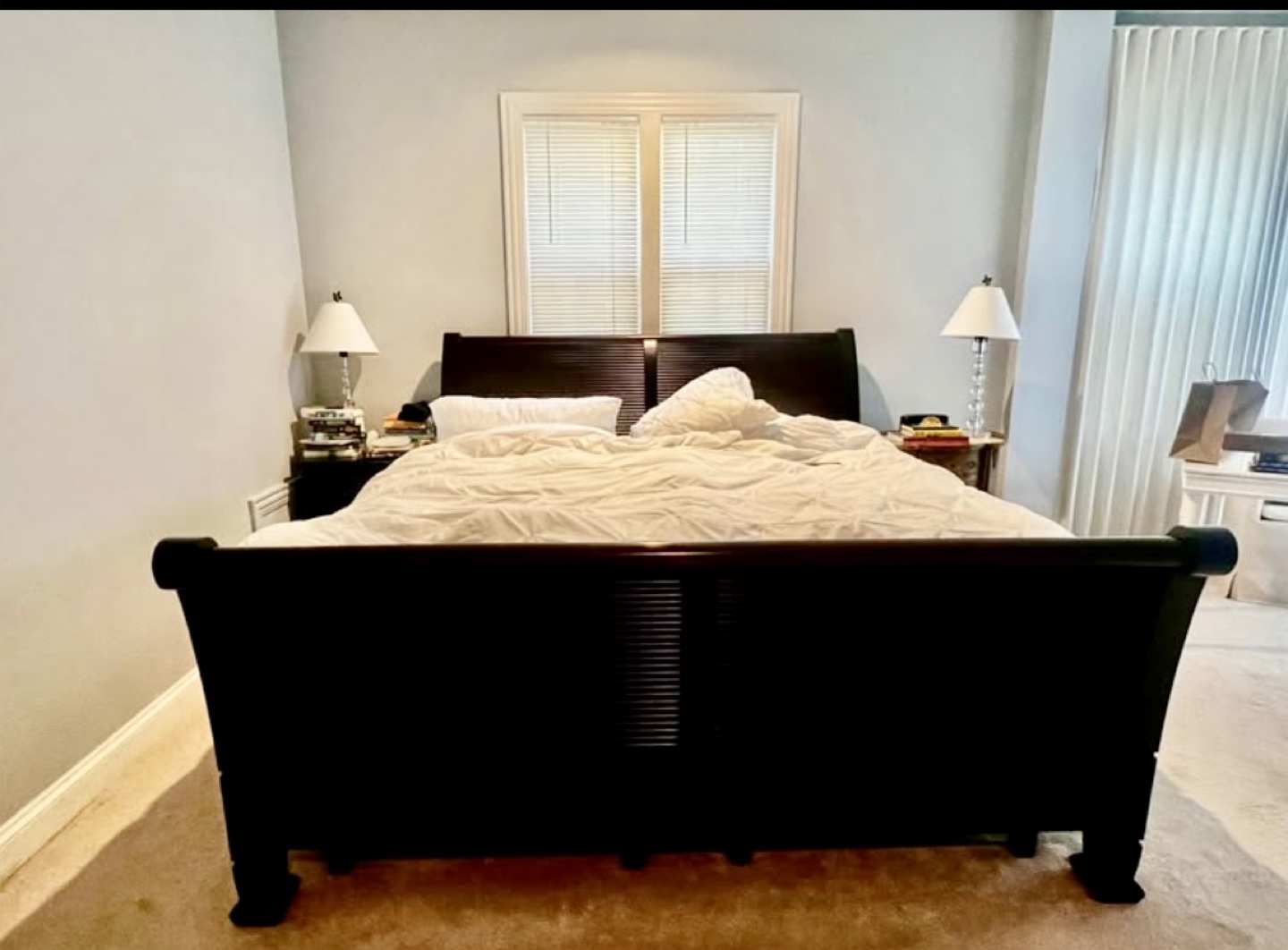 Espresso Stained Reeded King Sleigh Bed Frame