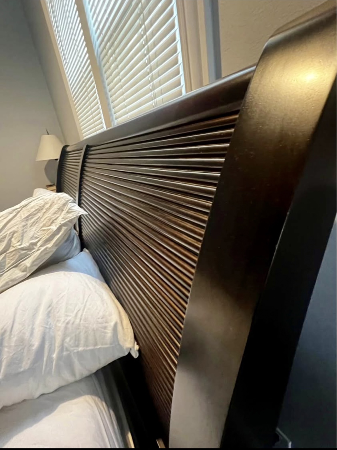 Espresso Stained Reeded King Sleigh Bed Frame - photo 2