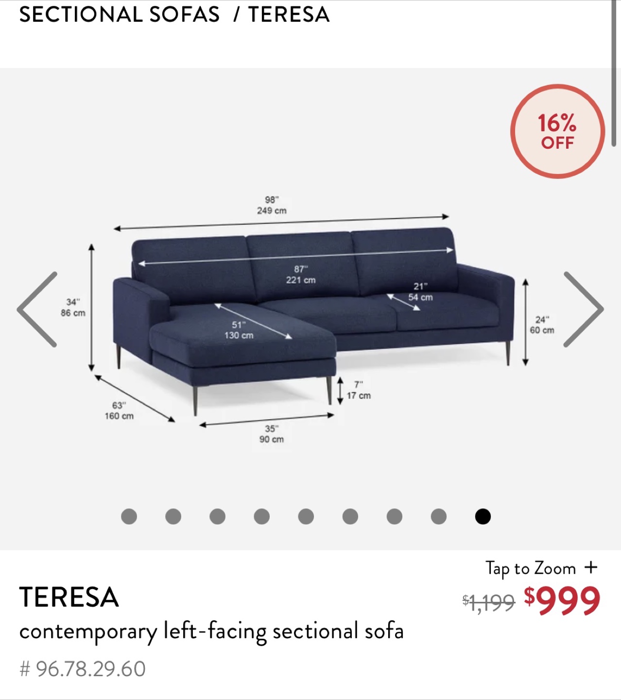 Teresa Contemporary Left-Facing Sectional Sofa - photo 2