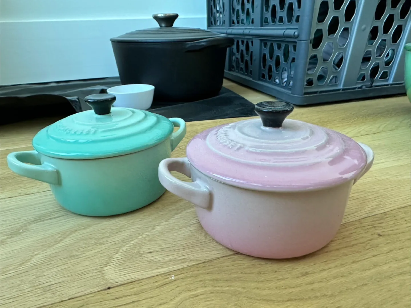 Le Creuset Stoneware Mini Cocottes - Pink & Blue thumbnail