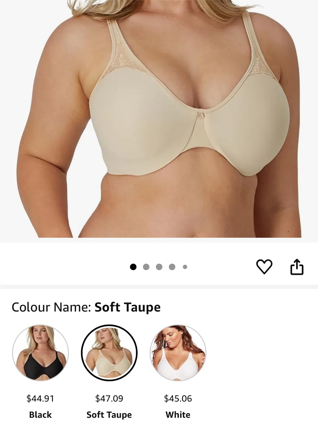 BALI/ Dreamwire Bra - Soft Taupe/44D NEW/With Tags thumbnail