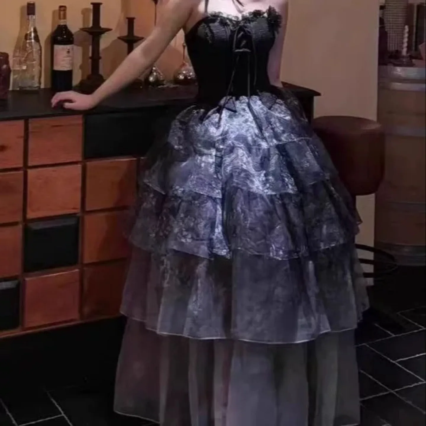 Halloween: Black Corset Top & Layered Skirt Set thumbnail