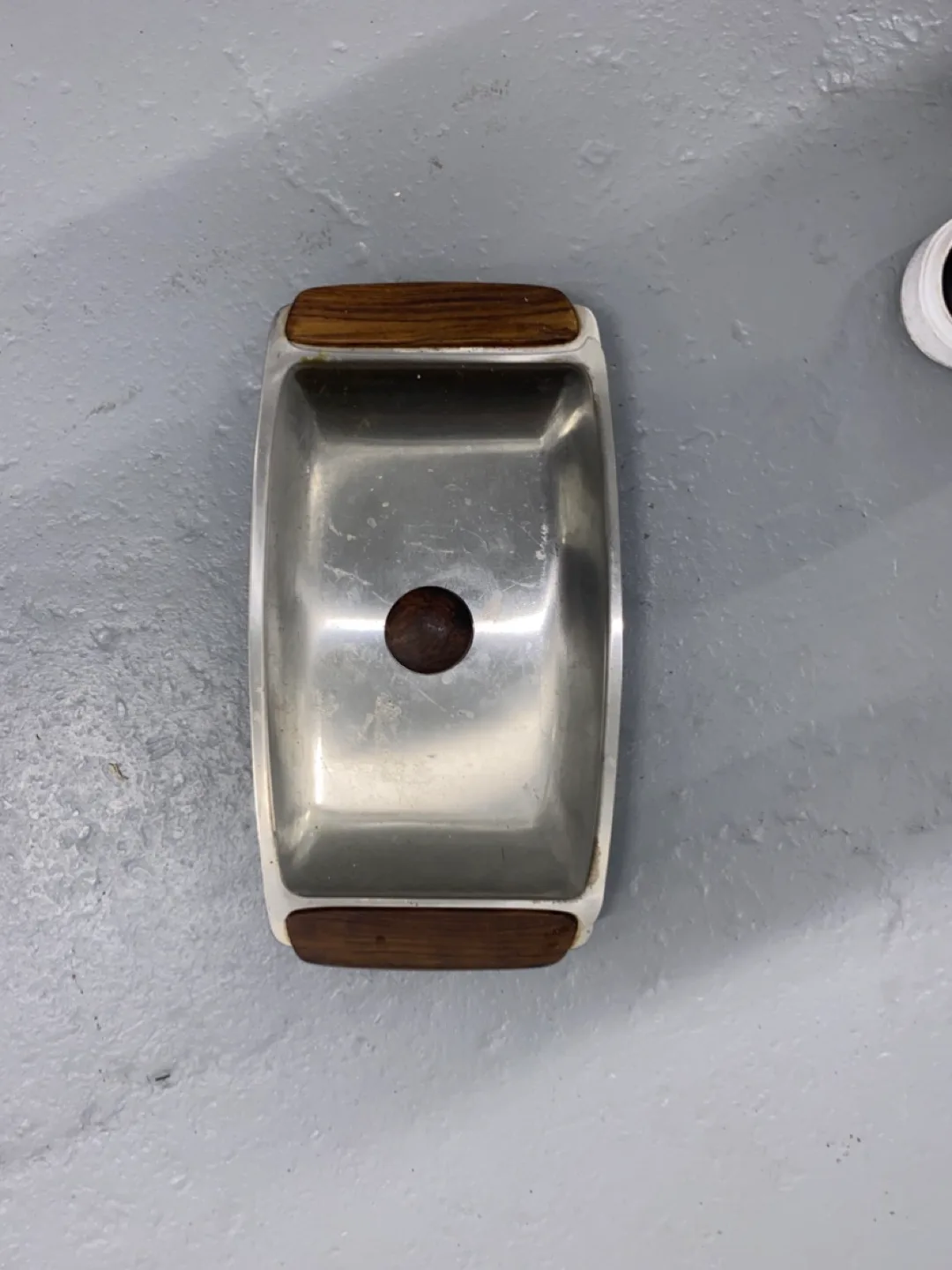 Vintage Stainless Steel Trays with Wood Handles thumbnail