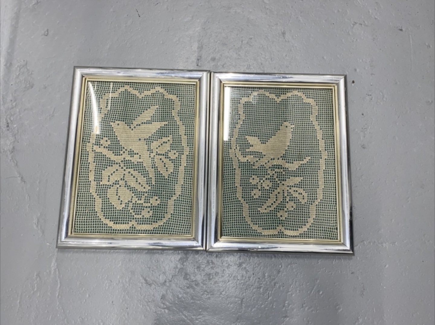 Framed Crochet Art - Bird Design