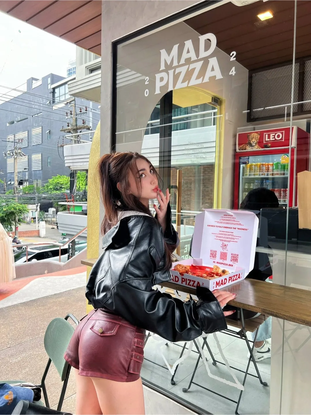 Burgundy Leather Mini Skirt image indicator(4)