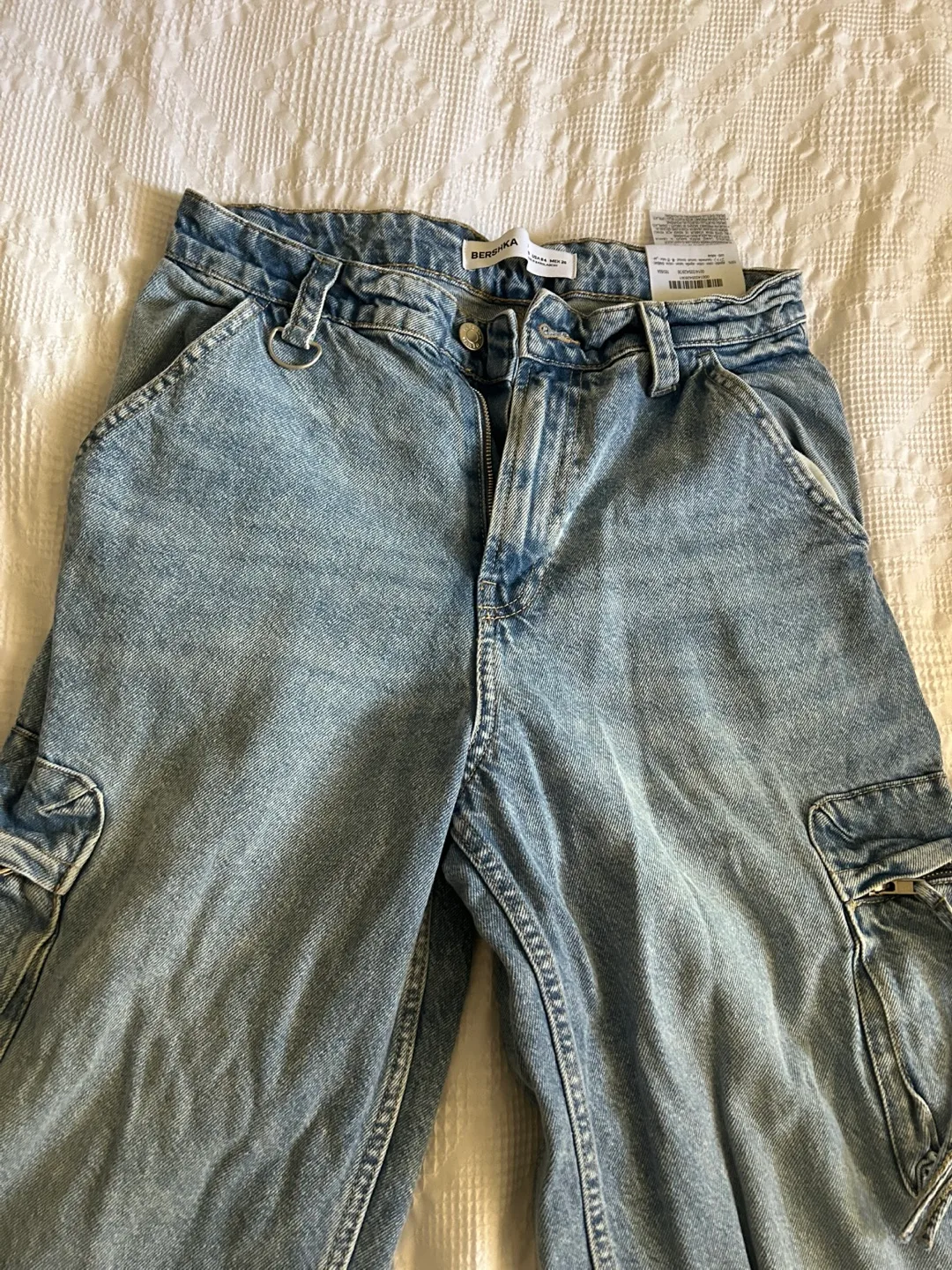 Bershka Light Blue Cargo Jeans image indicator(2)