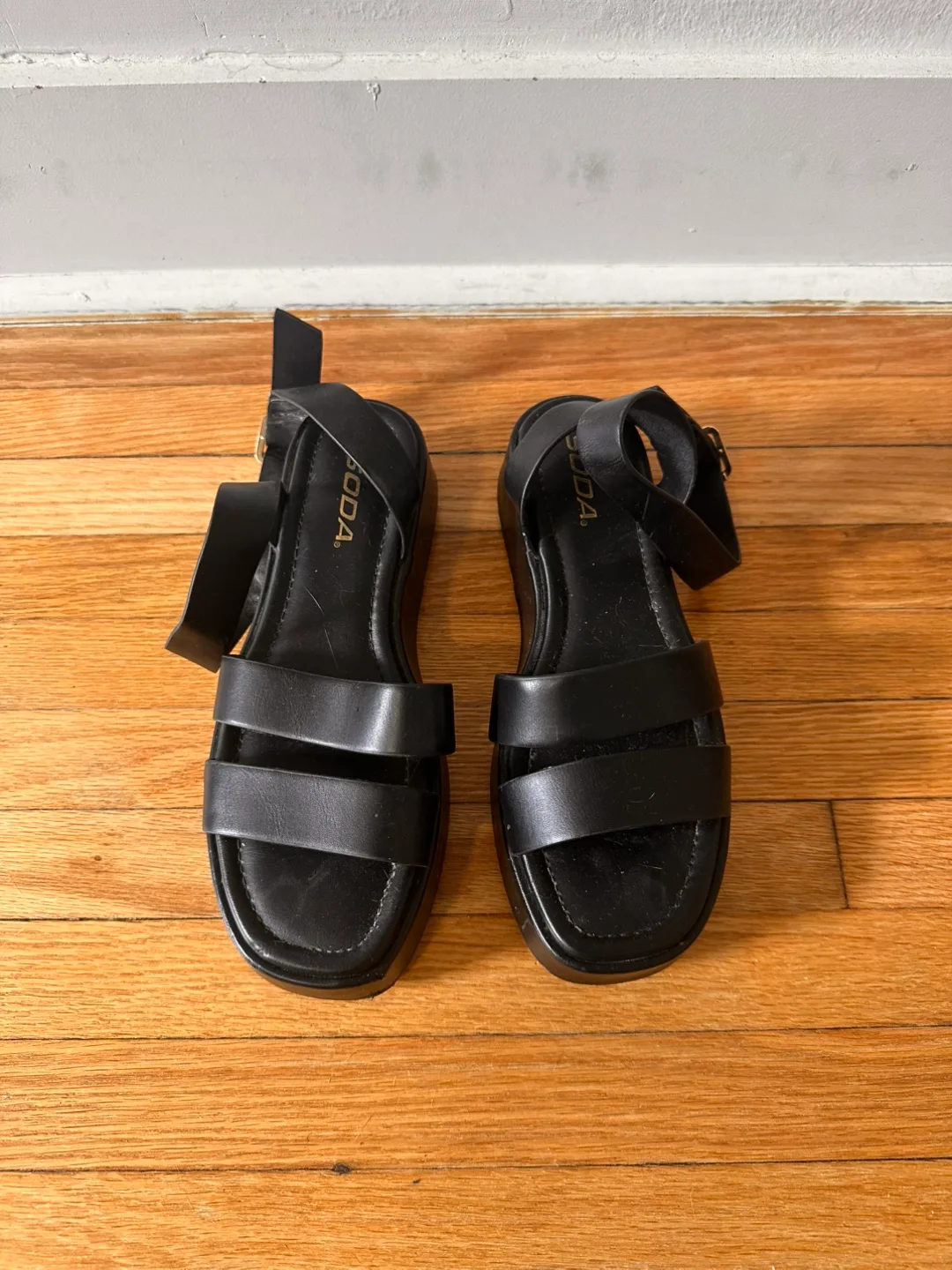 SODA Black Platform Sandals thumbnail