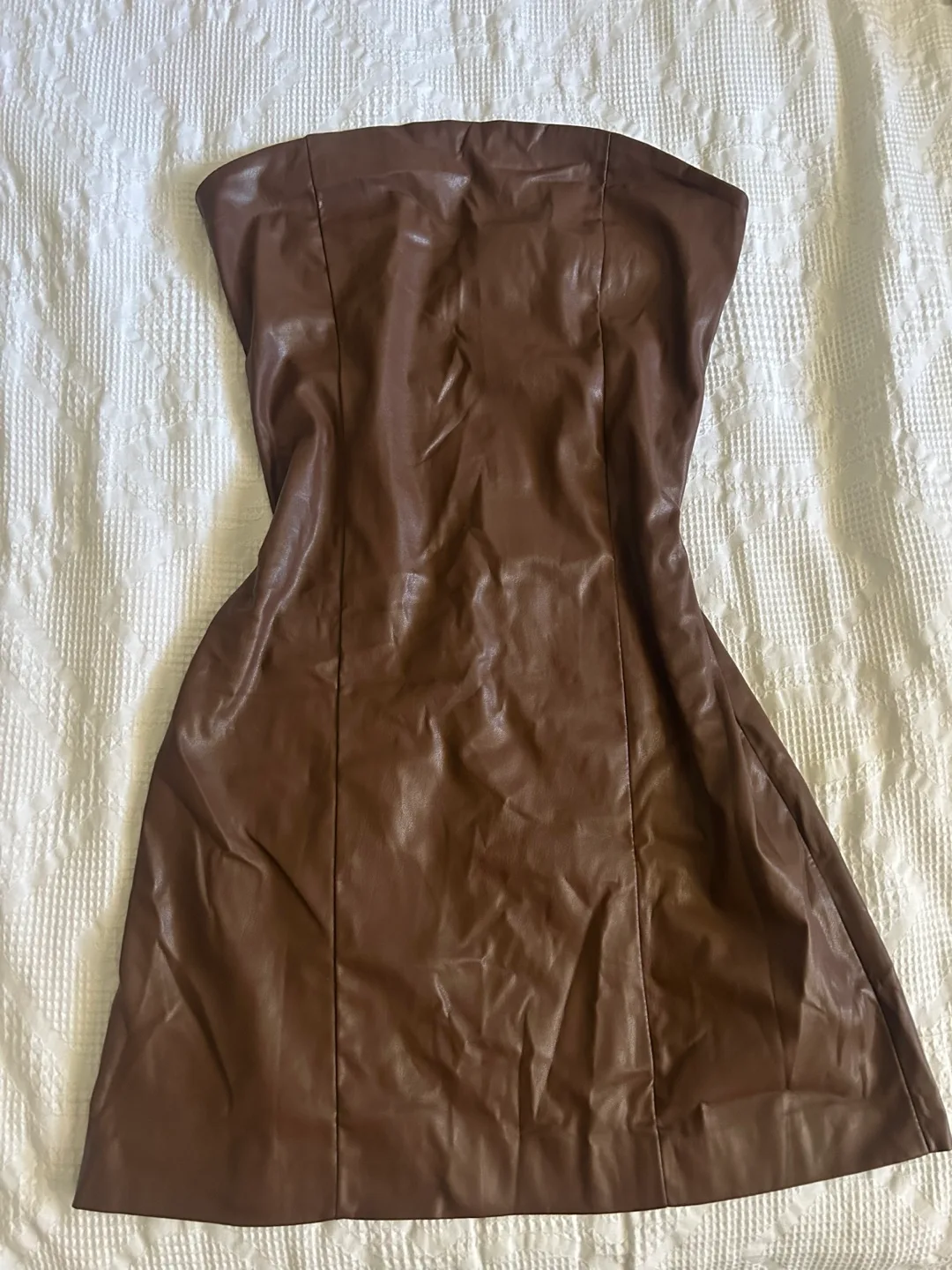 Brown Faux Leather Mini Dress image indicator(2)