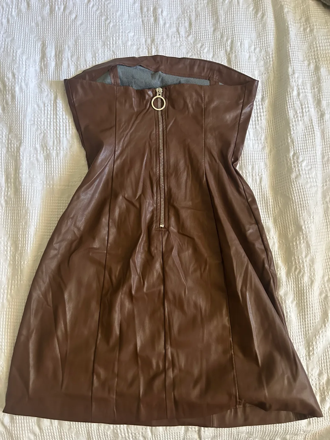 Brown Faux Leather Mini Dress image indicator(3)