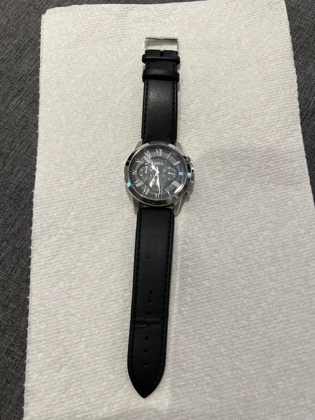 Fossil Men's Chronograph Watch - Black Leather Strap thumbnail