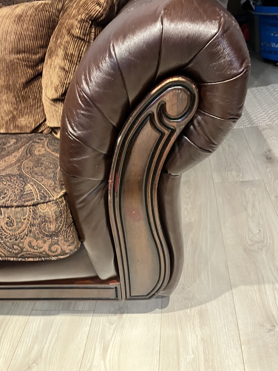 Brown Patterned Loveseat Sofa - photo 5