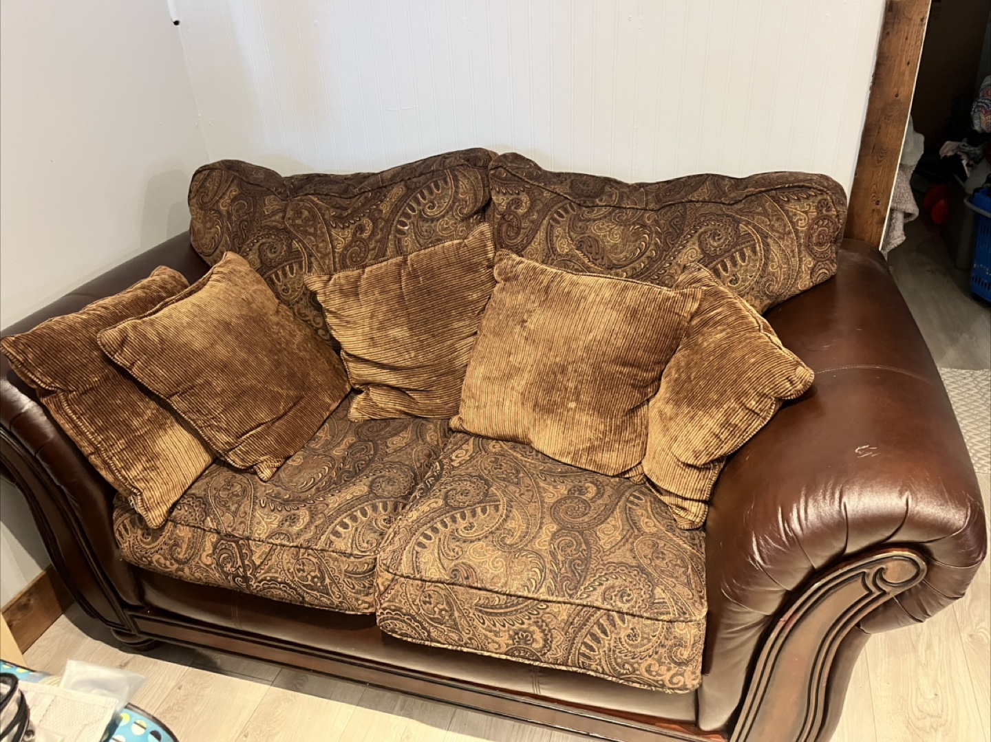 Brown Patterned Loveseat Sofa