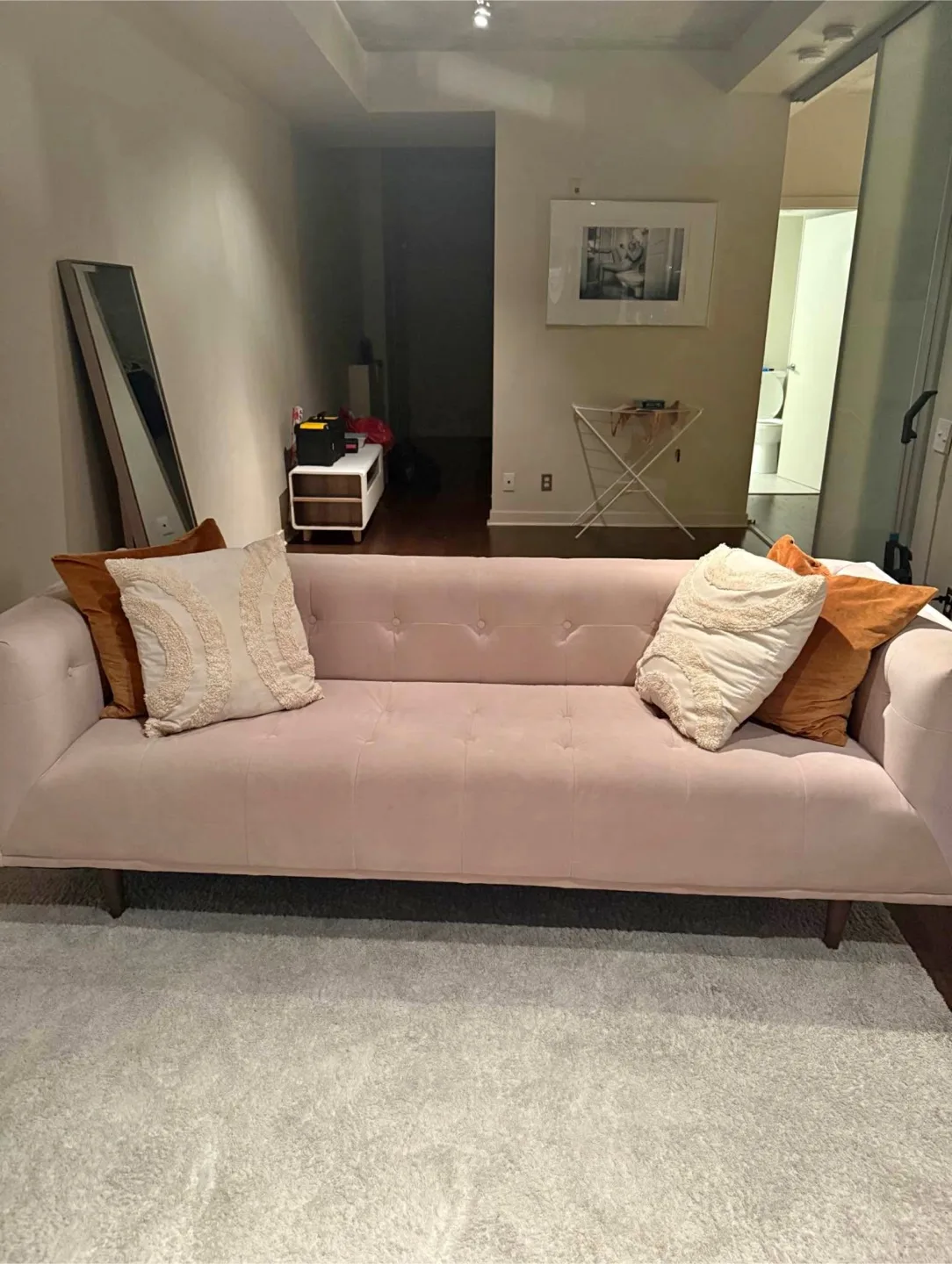 Pink structube Velvet Sofa couch (DELIVERY AVAILABLE) image indicator(2)