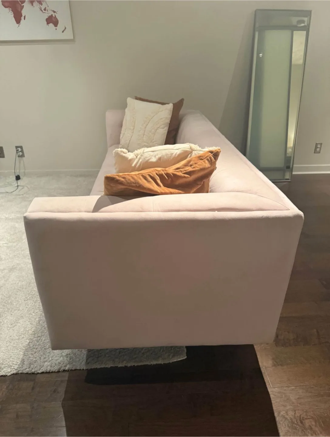 Pink structube Velvet Sofa couch (DELIVERY AVAILABLE) image indicator(3)