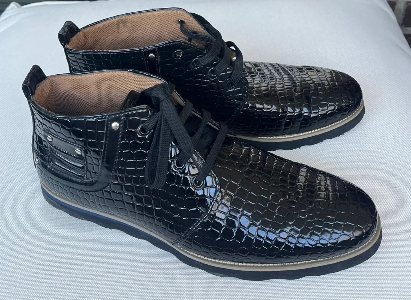 Taino Black Crocodile Pattern Boots thumbnail