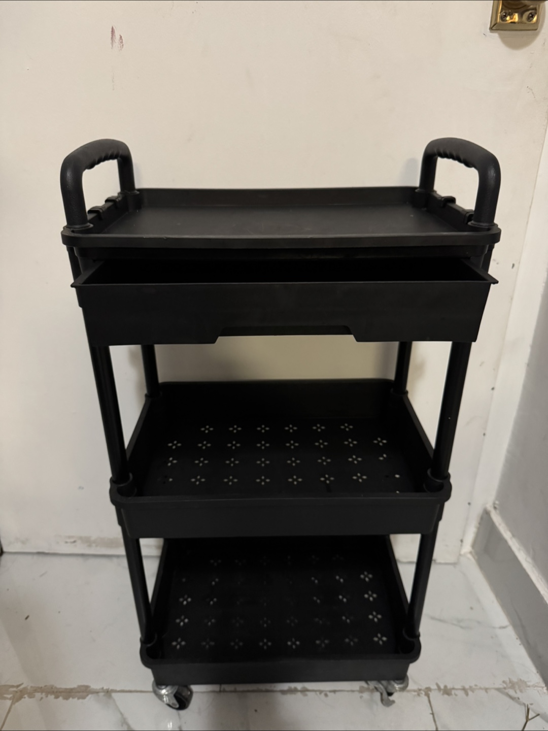 Black 3-Tier Rolling Utility Cart