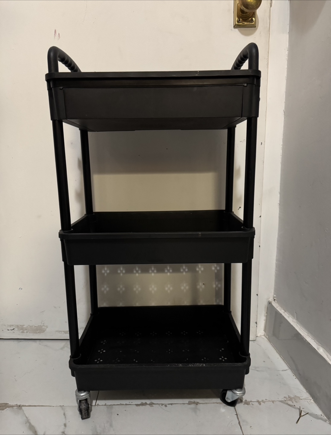 Black 3-Tier Rolling Utility Cart - photo 2