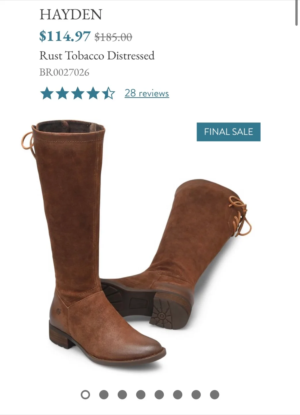 BORN Women's Hayden High Boot - Size 8.5M thumbnail