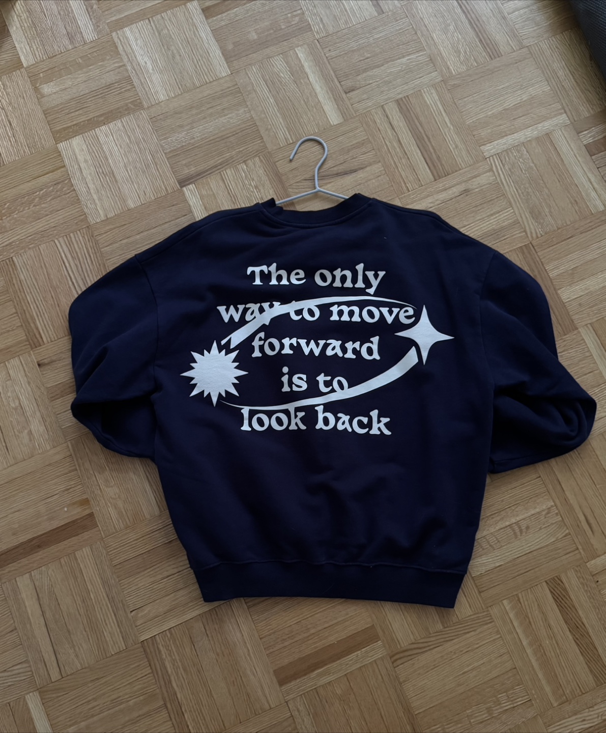 Zara Navy Blue Graphic Sweatshirt - Size S