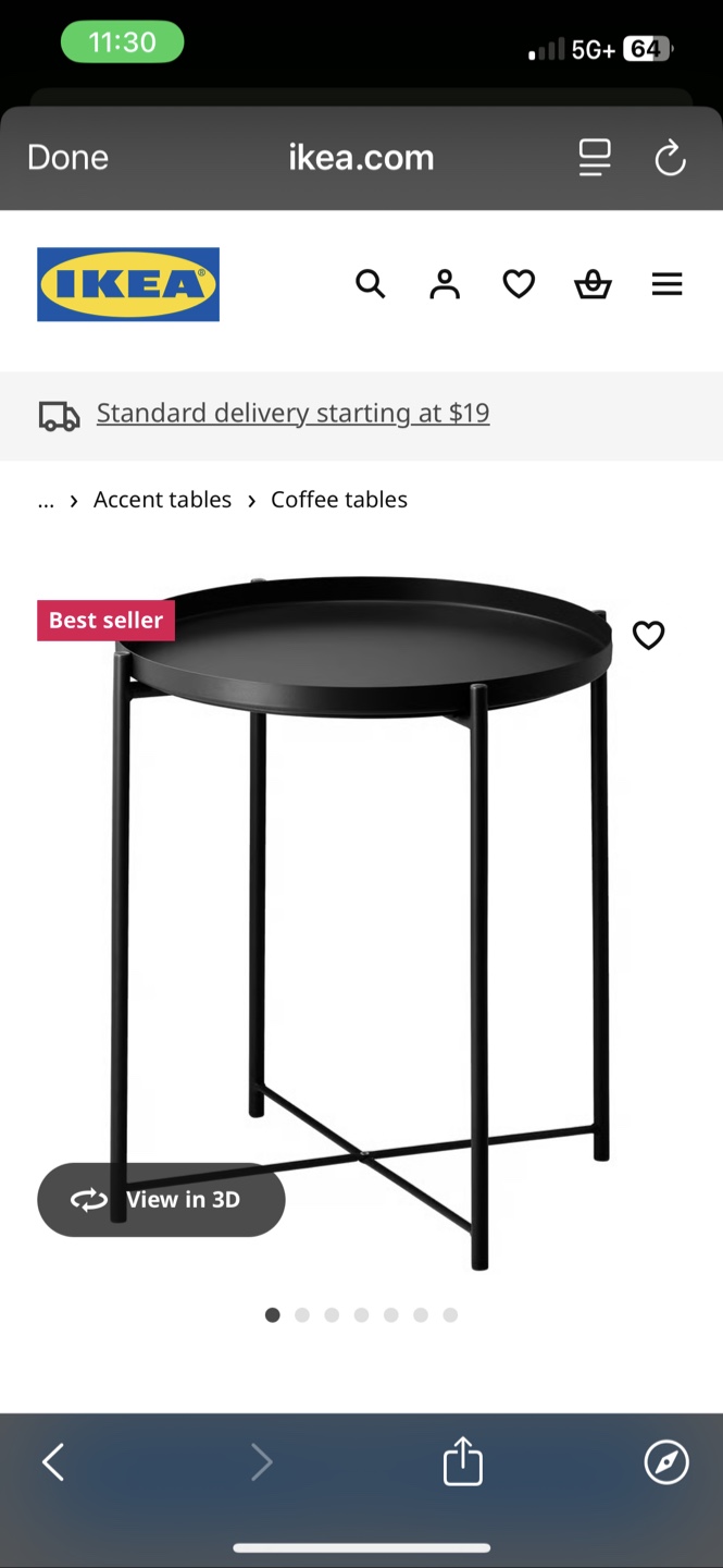 IKEA GLADOM Black Tray Table - 17 1/2x20 5/8" - photo 3
