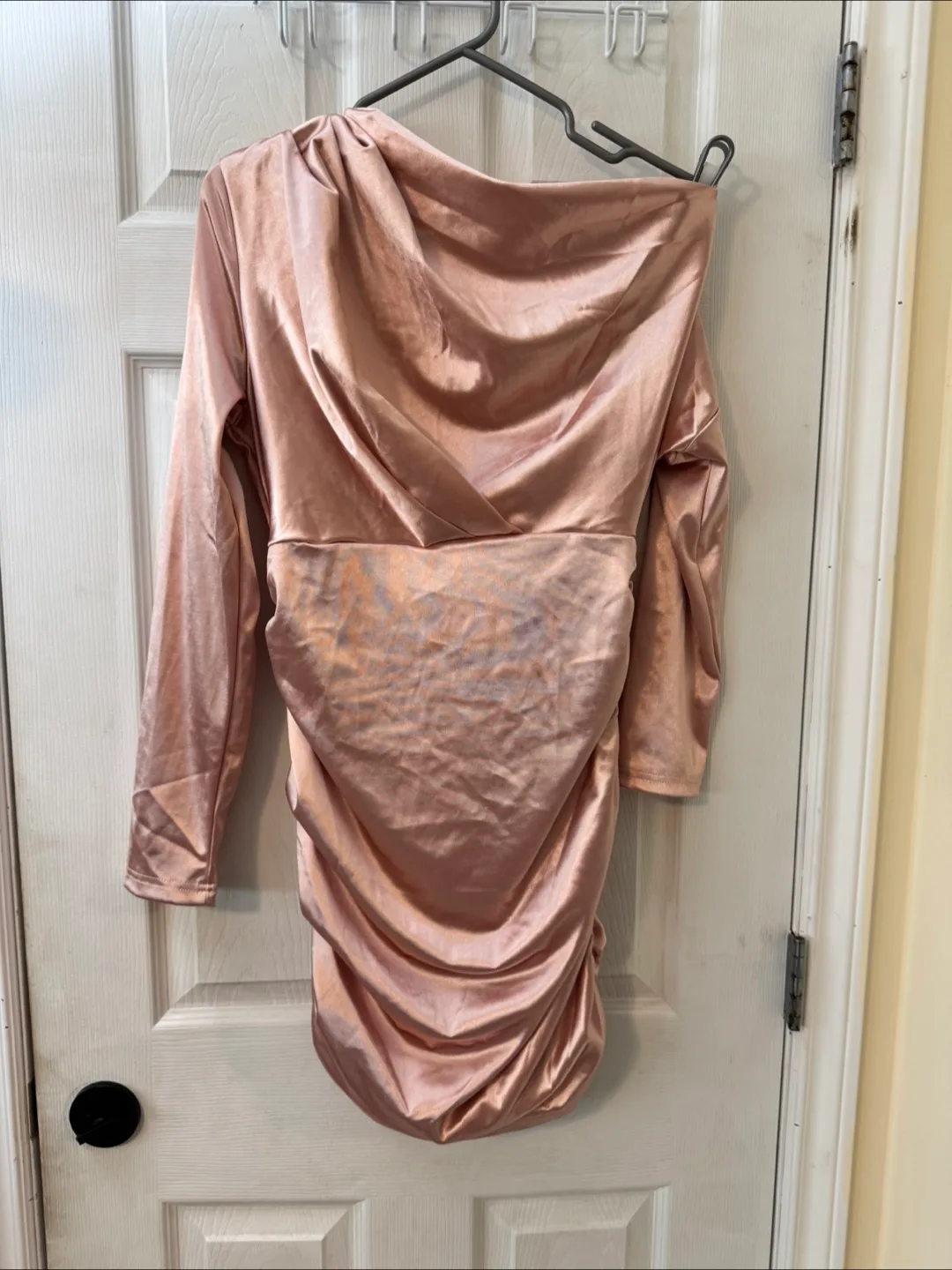 Pink Ruched One-Shoulder Dress - Size L thumbnail