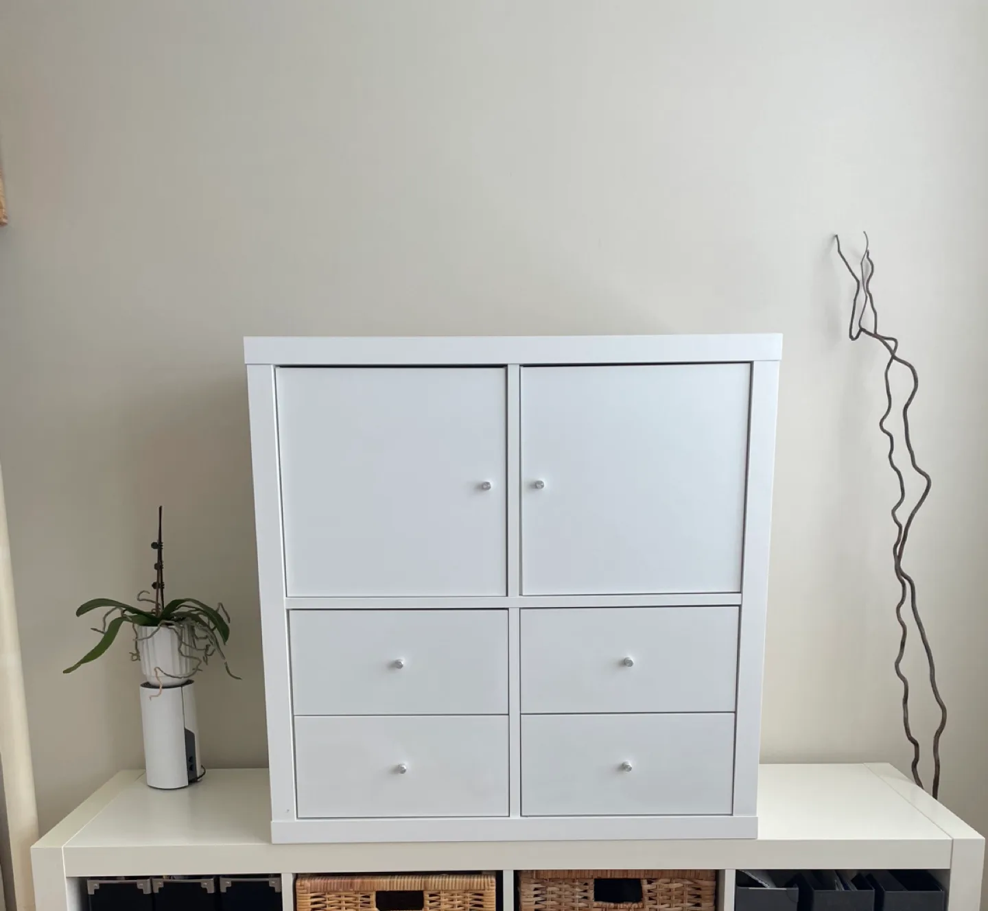 White Storage Cabinet with Doors & Drawers thumbnail