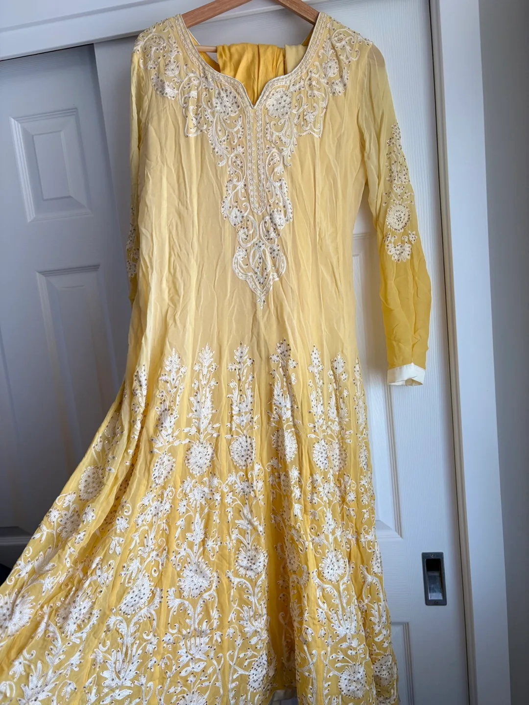 Yellow Embroidered Churidar Dress thumbnail