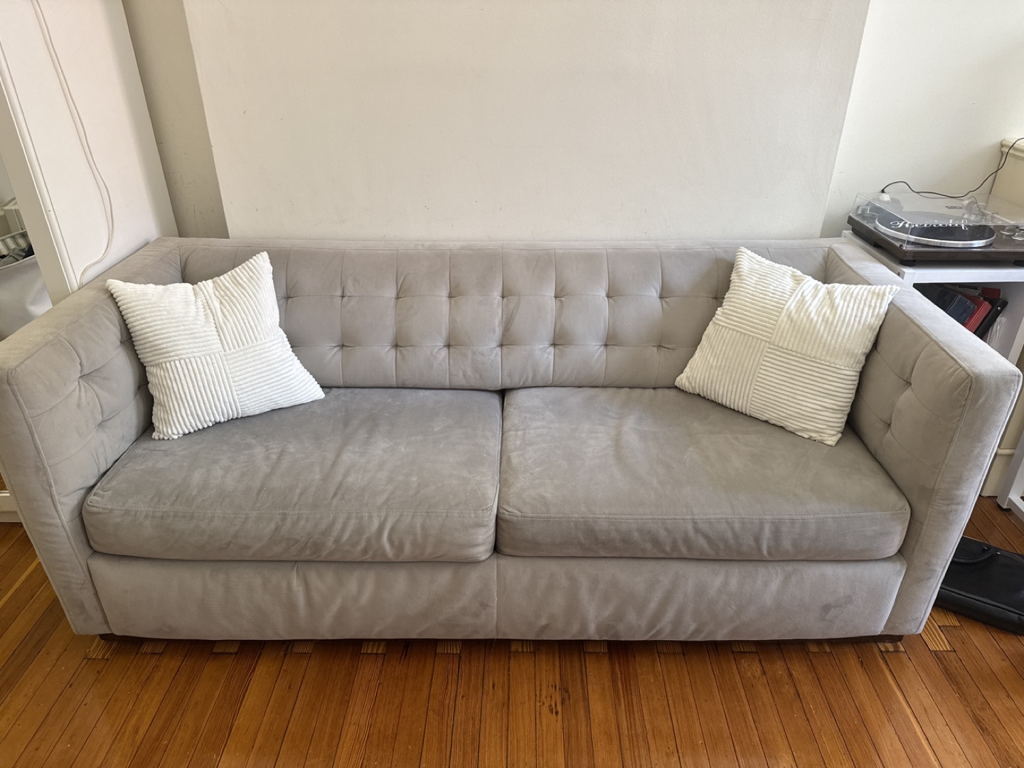 West Elm - Tufted Light Gray Sofa