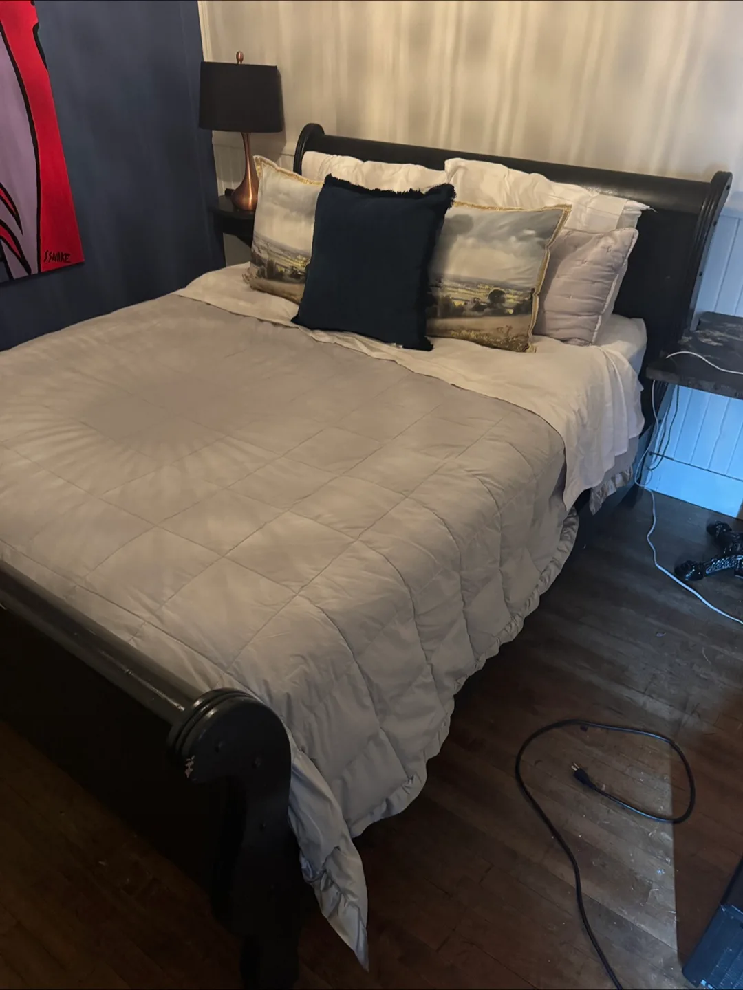 Sleigh Bed Frame, Cherry Wood thumbnail