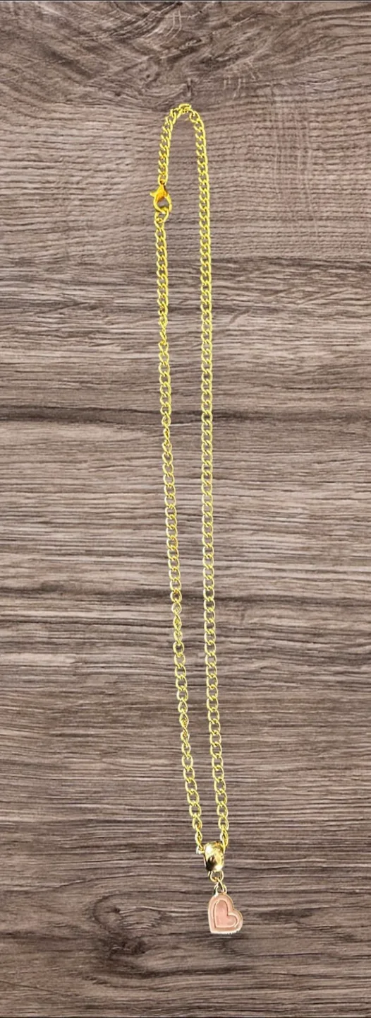 Gold Chain Necklace with Heart Pendant thumbnail