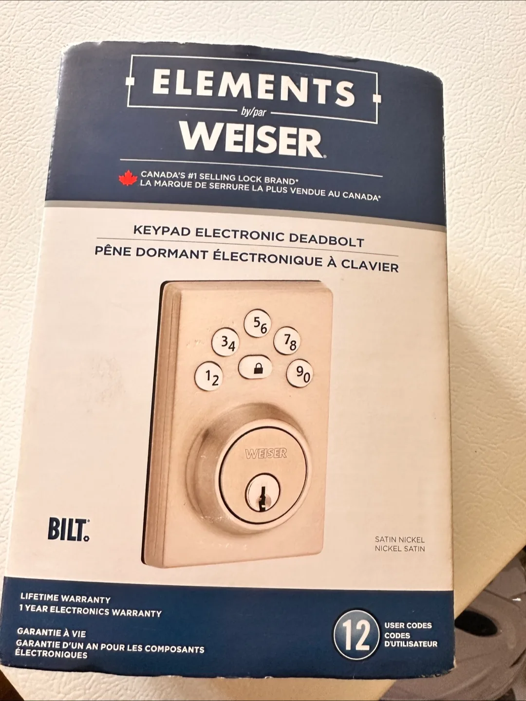 Weiser Elements Keypad Electronic Deadbolt - Satin Nickel thumbnail