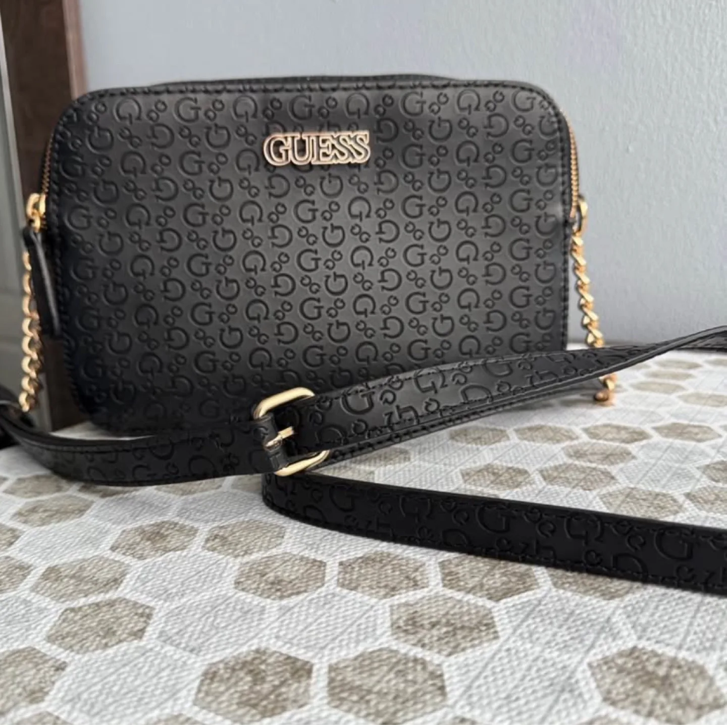 Guess Black Embossed Crossbody Bag thumbnail