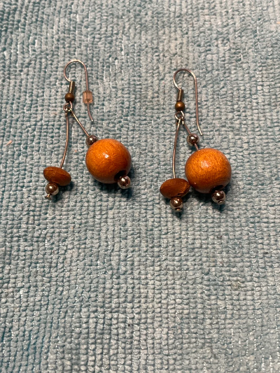 Wooden Beaded Dangle Earrings thumbnail