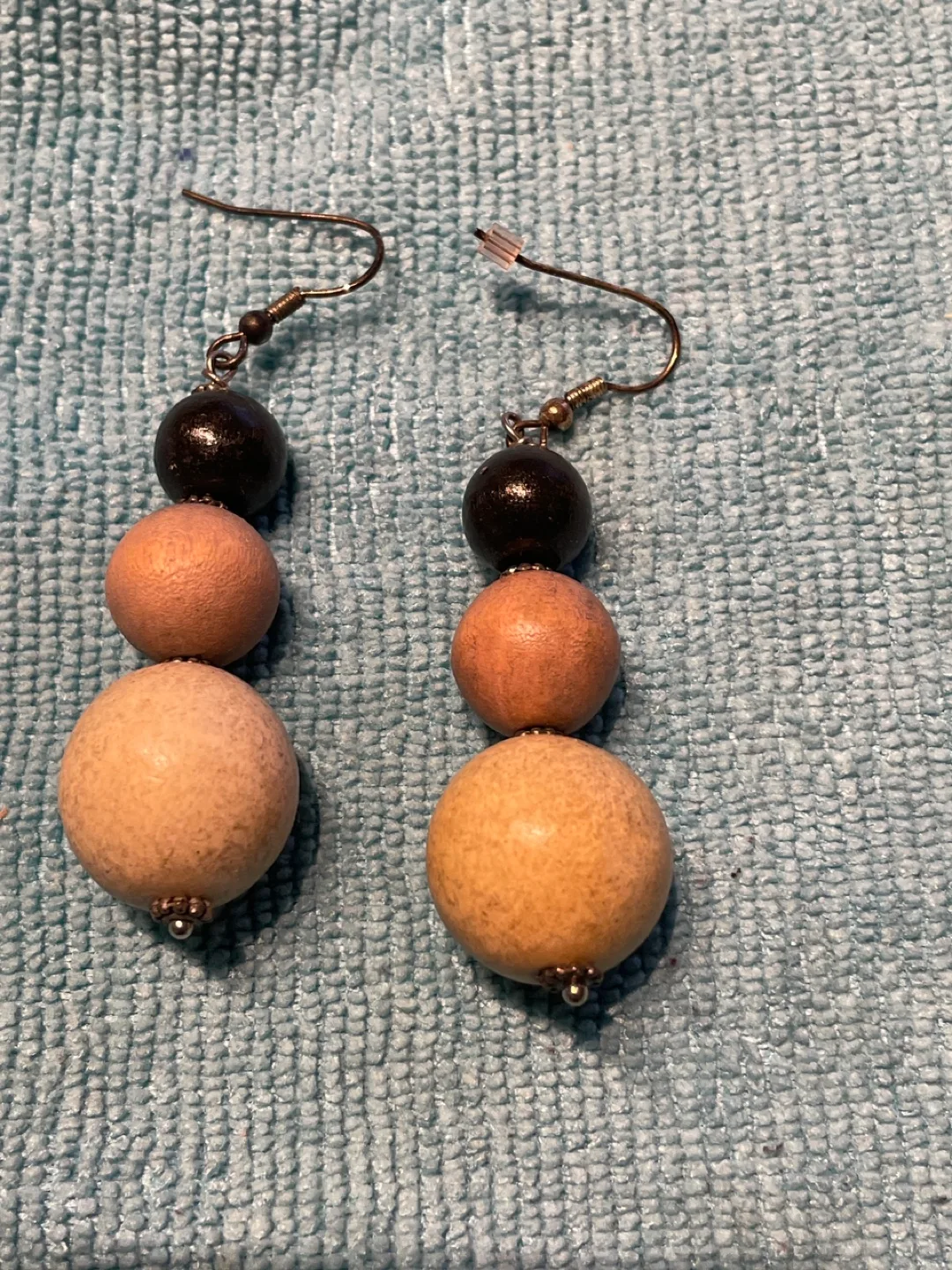 Wooden Bead Drop Earrings thumbnail